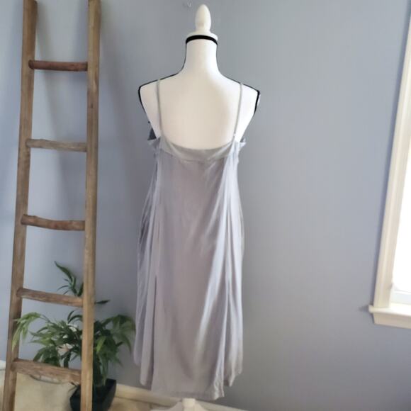 Calvin Klein Gray Spaghetti Strap Silk Pocket Dress Size 12 - Picture 2 of 8